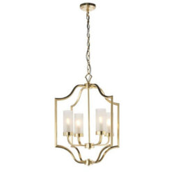 Luminosa Lighting Luminosa Edrea 4 Light Ceiling Pendant Satin Brass & Frosted Glass, E14 - thumbnail 1