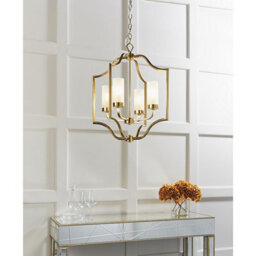 Luminosa Lighting Luminosa Edrea 4 Light Ceiling Pendant Satin Brass & Frosted Glass, E14 - thumbnail 2