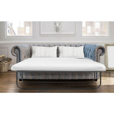 Chesterfield Handmade 3 Seater Sofa Bed Velluto Hessian Mink Fabric In Classic Style - image 1