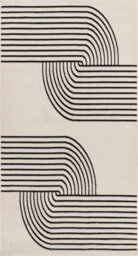Livabliss Pisa-Modern Off-White Black Graphic Living Dining Bedroom Rug 80 X 220 Cm Easy Care, Non Shedding - thumbnail 1
