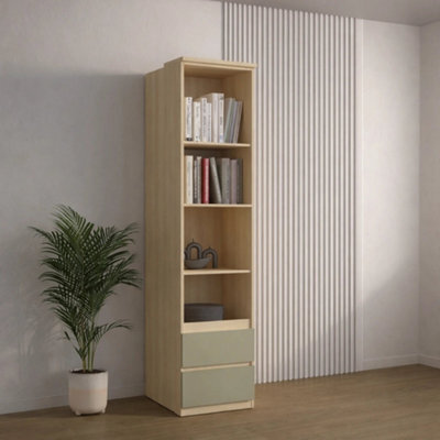 Arte Terra 93 Storage Cabinet 45Cm Oak Lindberg & Eucalyptus, Tall Slim Bedroom Cabinet With Adjustable Shelves & Drawers - image 1