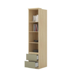 Arte Terra 93 Storage Cabinet 45Cm Oak Lindberg & Eucalyptus, Tall Slim Bedroom Cabinet With Adjustable Shelves & Drawers - thumbnail 3
