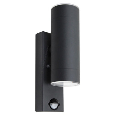 Long Life Lamps Company 12W Black Led Double Outdoor Wall With Pir Movement Sensor Stainless Steel Warm White Zlc348Bsen - image 1
