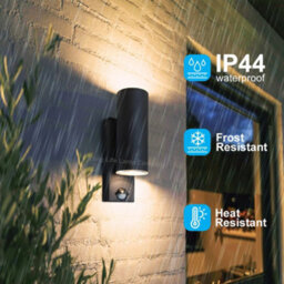 Long Life Lamps Company 12W Black Led Double Outdoor Wall With Pir Movement Sensor Stainless Steel Warm White Zlc348Bsen - thumbnail 9