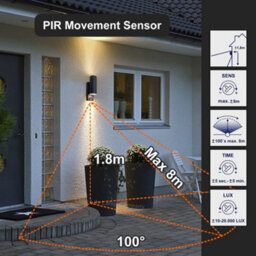 Long Life Lamps Company 12W Black Led Double Outdoor Wall With Pir Movement Sensor Stainless Steel Warm White Zlc348Bsen - thumbnail 5