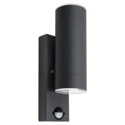 Long Life Lamps Company 12W Black Led Double Outdoor Wall With Pir Movement Sensor Stainless Steel Warm White Zlc348Bsen