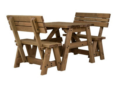 Arbor Garden Solutions Victoria Wooden Picnic Bench And Table Set, Outdoor Dining Set With Backrest (3Ft, Rustic Brown) - image 1