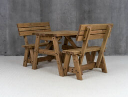 Arbor Garden Solutions Victoria Wooden Picnic Bench And Table Set, Outdoor Dining Set With Backrest (3Ft, Rustic Brown) - thumbnail 4
