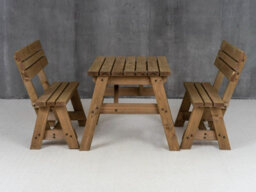 Arbor Garden Solutions Victoria Wooden Picnic Bench And Table Set, Outdoor Dining Set With Backrest (3Ft, Rustic Brown) - thumbnail 5