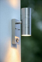 Lucide Arne Led Outdoor Up & Down Wall Light With Pir Sensor Satin Chrome - thumbnail 3
