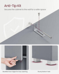 Songmics Bathroom Storage Cupboard, Narrow Cabinet, Bathroom Storage Organizer, With Drawer, Adjustable Shelves, Mystic Grey - thumbnail 5