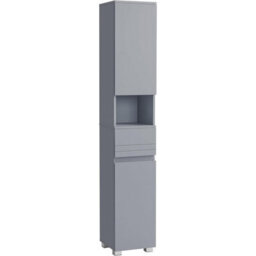 Songmics Bathroom Storage Cupboard, Narrow Cabinet, Bathroom Storage Organizer, With Drawer, Adjustable Shelves, Mystic Grey - thumbnail 6
