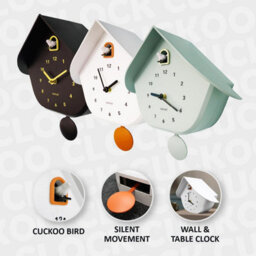 Walplus White Matte Cuckoo Wall Clock With Orange Window And Pendulum Modern Decorative Clock 32.5Cm 12.8 Inch - thumbnail 5