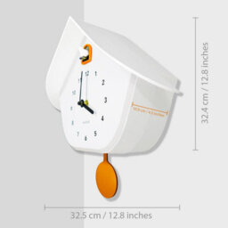 Walplus White Matte Cuckoo Wall Clock With Orange Window And Pendulum Modern Decorative Clock 32.5Cm 12.8 Inch - thumbnail 6