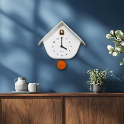 Walplus White Matte Cuckoo Wall Clock With Orange Window And Pendulum Modern Decorative Clock 32.5Cm 12.8 Inch - thumbnail 3
