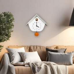 Walplus White Matte Cuckoo Wall Clock With Orange Window And Pendulum Modern Decorative Clock 32.5Cm 12.8 Inch - thumbnail 2