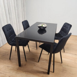 Kosy Koala Black Kitchen Dining Table And 4 Black Tufted Velvet Chairs Set Of 4 Dining Room Furniture - thumbnail 3