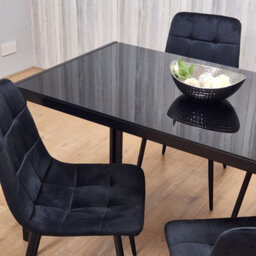Kosy Koala Black Kitchen Dining Table And 4 Black Tufted Velvet Chairs Set Of 4 Dining Room Furniture - thumbnail 7