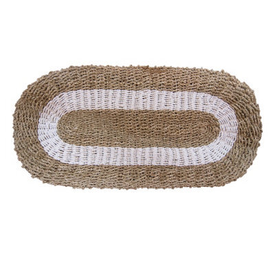 Serenityy Oval Seagrass Rug White & Tan Classic 60X120Cm - Oval Indoor Rug - image 1