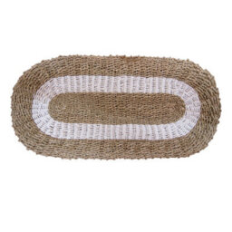 Serenityy Oval Seagrass Rug White & Tan Classic 60X120Cm - Oval Indoor Rug - thumbnail 1