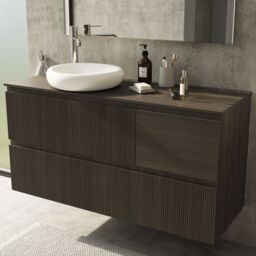 GoodHome Kentia Walnut Veneer Wall-Mounted Bathroom Cabinet (H) 300mm (W) 400mm - thumbnail 6