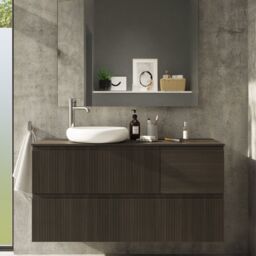 GoodHome Kentia Walnut Veneer Wall-Mounted Bathroom Cabinet (H) 300mm (W) 400mm - thumbnail 7