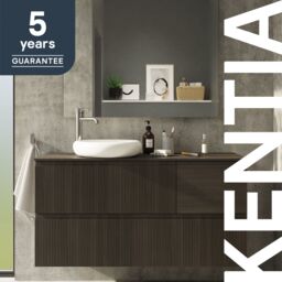 GoodHome Kentia Walnut Veneer Wall-Mounted Bathroom Cabinet (H) 300mm (W) 400mm - thumbnail 9