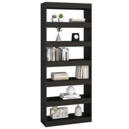 Berkfield Book Cabinet/room Divider Black 80X30X198 Cm Engineered Wood - thumbnail 6