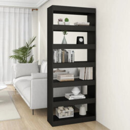 Berkfield Book Cabinet/room Divider Black 80X30X198 Cm Engineered Wood - thumbnail 1