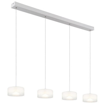 Luminosa Lighting Luminosa Belinda Bar Pendant Ceiling Light White Matt Opal Glass Shade 4X Led 4000K - image 1
