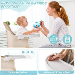 Gainoom 6-In-1 Khaki Baby High Chair Convertible Infant Feeding Chair Kids Table & Chair Set - thumbnail 9