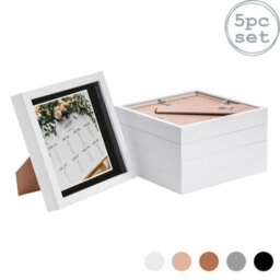 "Nicola Spring 8 X 8"" Photo Frames - White/black Mount - 3D Picture Frame Box Portrait Display Case (6 X 6"" Mount) Set Of 5" - thumbnail 1