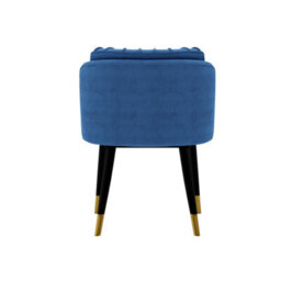 Life Interiors Single Blue Milano Velvet Dining Chair With Stylish Ribbed Back Design, Black Metal Legs With Gold Tips - thumbnail 5