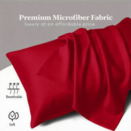Aspire Homeware Bed Pillowcase 3 Pair -Soft Breathable Envelop Bedding Red Pillow Covers, Plain Dyed Pillowcase Set, 50 X 75 Cm - thumbnail 2