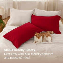Aspire Homeware Bed Pillowcase 3 Pair -Soft Breathable Envelop Bedding Red Pillow Covers, Plain Dyed Pillowcase Set, 50 X 75 Cm - thumbnail 3