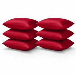 Aspire Homeware Bed Pillowcase 3 Pair -Soft Breathable Envelop Bedding Red Pillow Covers, Plain Dyed Pillowcase Set, 50 X 75 Cm - thumbnail 1