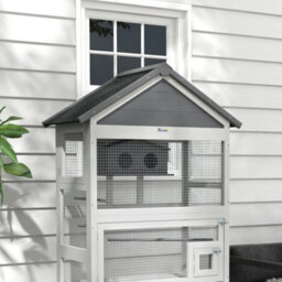 Pawhut Bird Cage W/ Stands For Finches, Parakeets, Small Birds - Grey - thumbnail 9