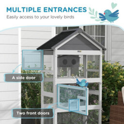 Pawhut Bird Cage W/ Stands For Finches, Parakeets, Small Birds - Grey - thumbnail 5