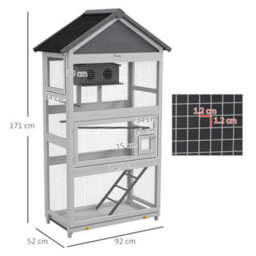 Pawhut Bird Cage W/ Stands For Finches, Parakeets, Small Birds - Grey - thumbnail 3