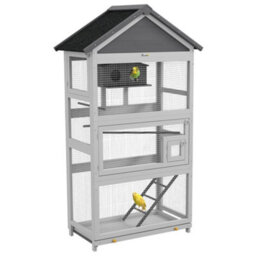 Pawhut Bird Cage W/ Stands For Finches, Parakeets, Small Birds - Grey - thumbnail 2