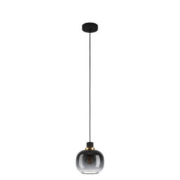 Eglo Oilella Smoke And Black Glass And Metal 1 Light Pendant Light, (D) 19Cm - thumbnail 2