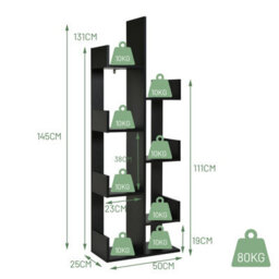 Costway 8 Tier Bookshelf Display Floor Standing Bookcase Storage Shelf For Living Room - thumbnail 2