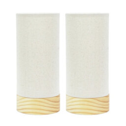 Valuelights Elsa Pair Of Natural Bamboo Fabric Wooden Table Lamps With Led Bulbs - thumbnail 2