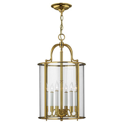 Luminosa Lighting Elstead Gentry 6 Light Large Ceiling Lantern Pendant Polished Brass, E14 - image 1