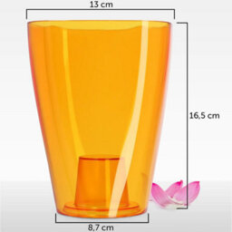 B2C Plant Orchid Pot Plastic  Gloss Oval Planter 12 Cm Orange Square - thumbnail 2