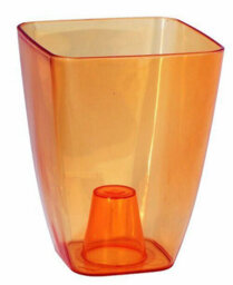 B2C Plant Orchid Pot Plastic  Gloss Oval Planter 12 Cm Orange Square - thumbnail 4