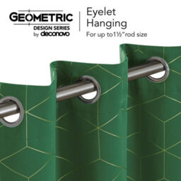 Deconovo Energy Saving Blackout Eyelet Curtains, Ring Top Gold Diamond Printed Curtains, W66 X L90 Inch, Dark Forest, One Pair - thumbnail 5