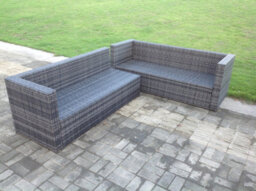 Fimous Rattan Corner Sofa Set Garden Furniture With 2 Chairs Coffee Table And Side Table - thumbnail 3