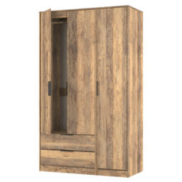 Osaka Tall Triple 2 Drawer Wardrobe In Vintage Oak (Ready Assembled) - thumbnail 5