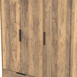 Osaka Tall Triple 2 Drawer Wardrobe In Vintage Oak (Ready Assembled) - thumbnail 4